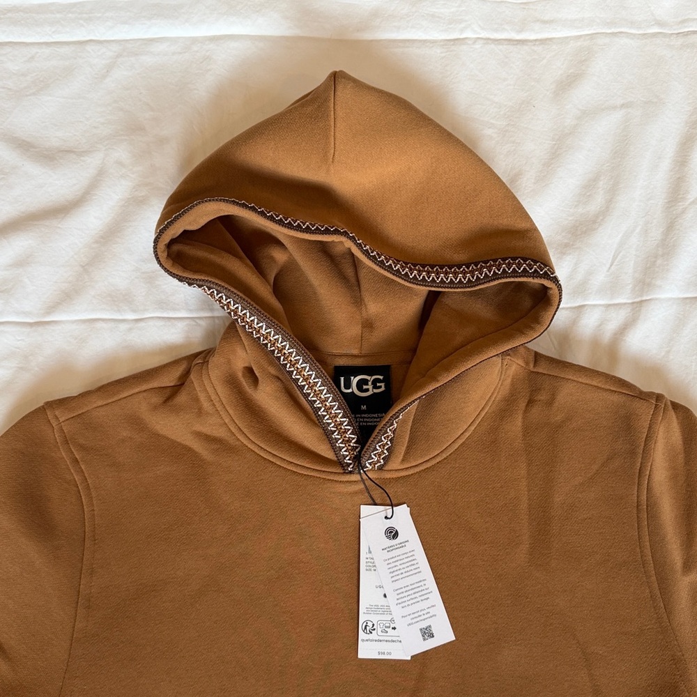 NWT UGGbraid Tasman Pull-On Hoodie In Chestnut Size Medium - Picture 2 of 16